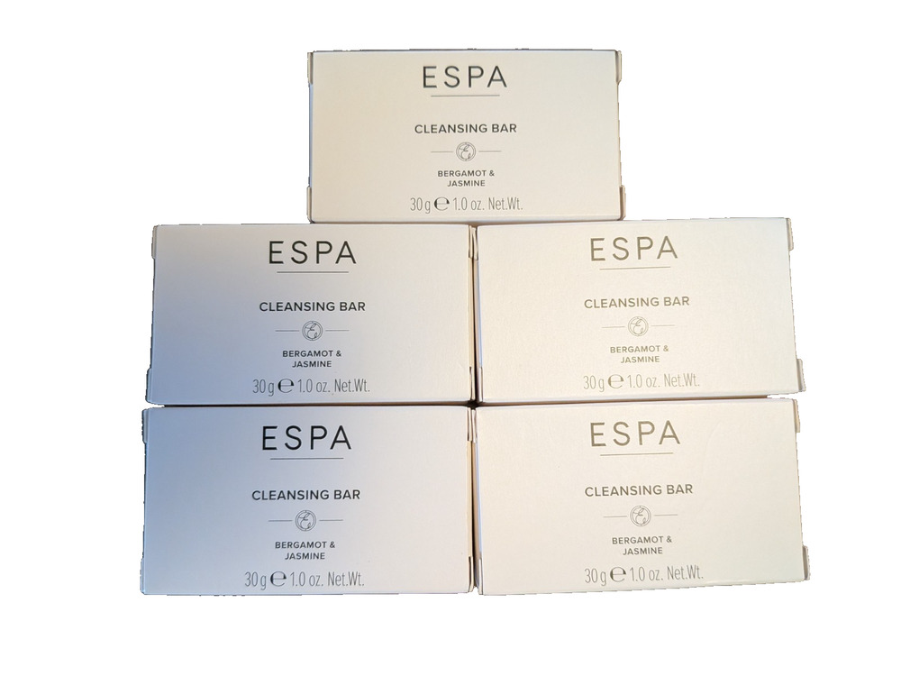 5x ESPA Cleansing Bar Luxury Soap Bergamot & Jasmin Scented 30g Each Travel Size